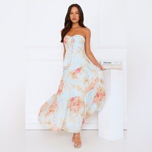 Hello Molly SHE’S THE BLUEPRINT STRAPLESS MAXI DRESS PRINT Medium